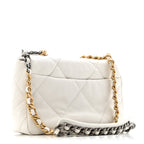 Goatskin Quilted Medium Chanel 19 Flap White