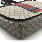 GG Supreme Monogram Web Flap Messenger Bag Black