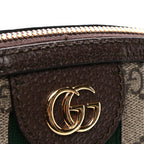 GG Supreme Monogram Textured Dollar Calfskin Web Small Ophidia Dome Shoulder Bag Beige Ebony New Acero
