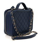 Caviar Quilted Medium CC Filigree Vanity Case Navy