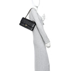 Caviar Quilted Medium Double Flap Black