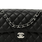 Caviar Quilted Medium Double Flap Black