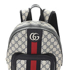 GG Supreme Monogram Textured Dollar Calfskin Web Small Ophidia Day Backpack Beige Blue Black