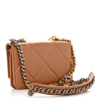 Lambskin Quilted Chanel 19 Wallet On Chain WOC Brown