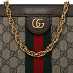 GG Supreme Monogram Web Medium Ophidia Chain Shoulder Bag Brown