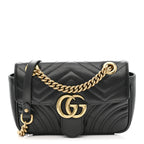 Calfskin Matelasse Mini GG Marmont Shoulder Bag Black