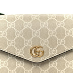 GG Supreme Monogram Textured Dollar Calfskin Web Mini Ophidia Envelope Shoulder Bag Beige Mystic White Oatmeal