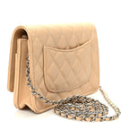 Caviar Quilted Wallet on Chain WOC Beige