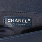 Calfskin Quilted Medium Top Handle Boy Flap Blue