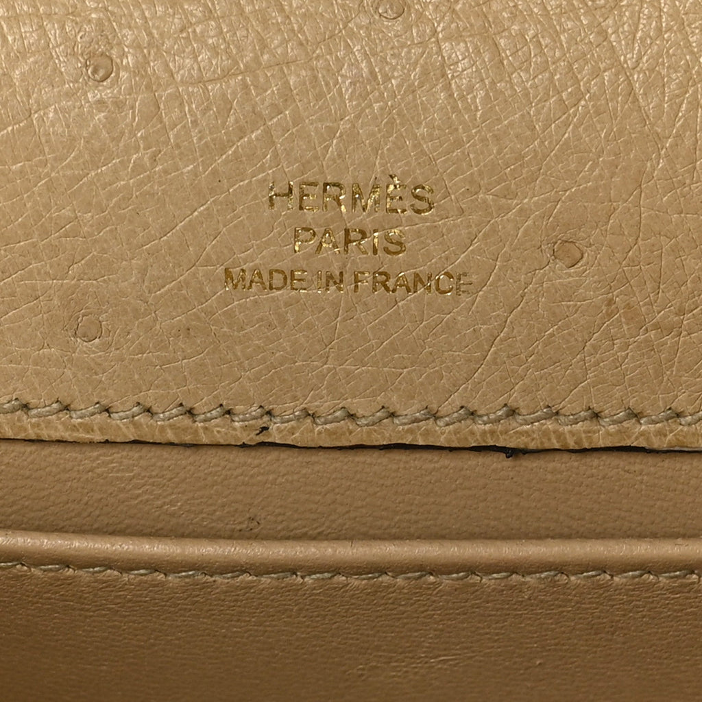 Ostrich Kelly Pochette Clutch Parchemin