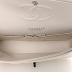Crumpled Calfskin Quilted Medium Double Flap White