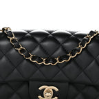 Lambskin Quilted Mini Rectangular Flap Black