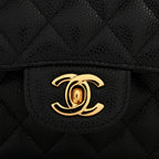 Caviar Quilted Medium Double Flap Black