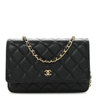 Caviar Quilted Wallet on Chain WOC Black