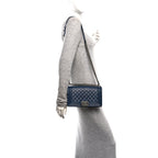 Caviar Quilted Medium Boy Flap Dark Navy Blue