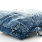 Denim Quilted Chanel 22 Backpack Blue