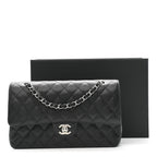 Caviar Quilted Medium Double Flap Black