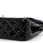 Patent Quilted Jumbo Double Flap Dark Blue