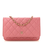 Caviar Quilted Wallet on Chain WOC Pink