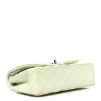 Caviar Quilted Small Double Flap Light Green