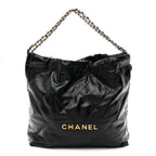 Shiny Calfskin Quilted Chanel 22 Black