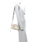 Vintage Effect Calfskin Matelasse Diagonal Small Torchon GG Marmont Chain Shoulder Bag Mystic White Blue Agata