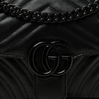 Calfskin Matelasse Monochrome Mini GG Marmont Shoulder Bag Black