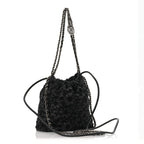 Denim Quilted Floral Print Mini Chanel 22 Black Grey