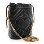 Calfskin Matelasse Mini GG Marmont 2.0 Bucket Bag Black