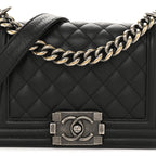 Caviar Quilted Small Boy Flap Black