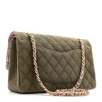 Canvas Quilted Coco Cuba Charms Medium Double Flap Khaki