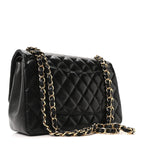 Lambskin Quilted Jumbo Double Flap Black