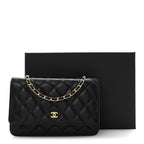 Caviar Quilted Wallet on Chain WOC Black