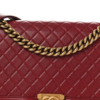 Lambskin Quilted New Medium Boy Flap Red