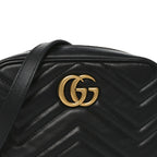 Calfskin Matelasse Mini GG Marmont Chain Shoulder Bag Black