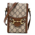 GG Supreme Monogram Mini Horsebit 1955 Crossbody Bag Beige Brown Sugar