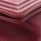 Calfskin Quilted Double Stitch New Medium Boy Flap Burgundy