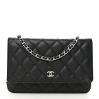 Caviar Quilted Wallet on Chain WOC Black
