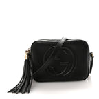 Pebbled Calfskin Small Soho Disco Bag Black