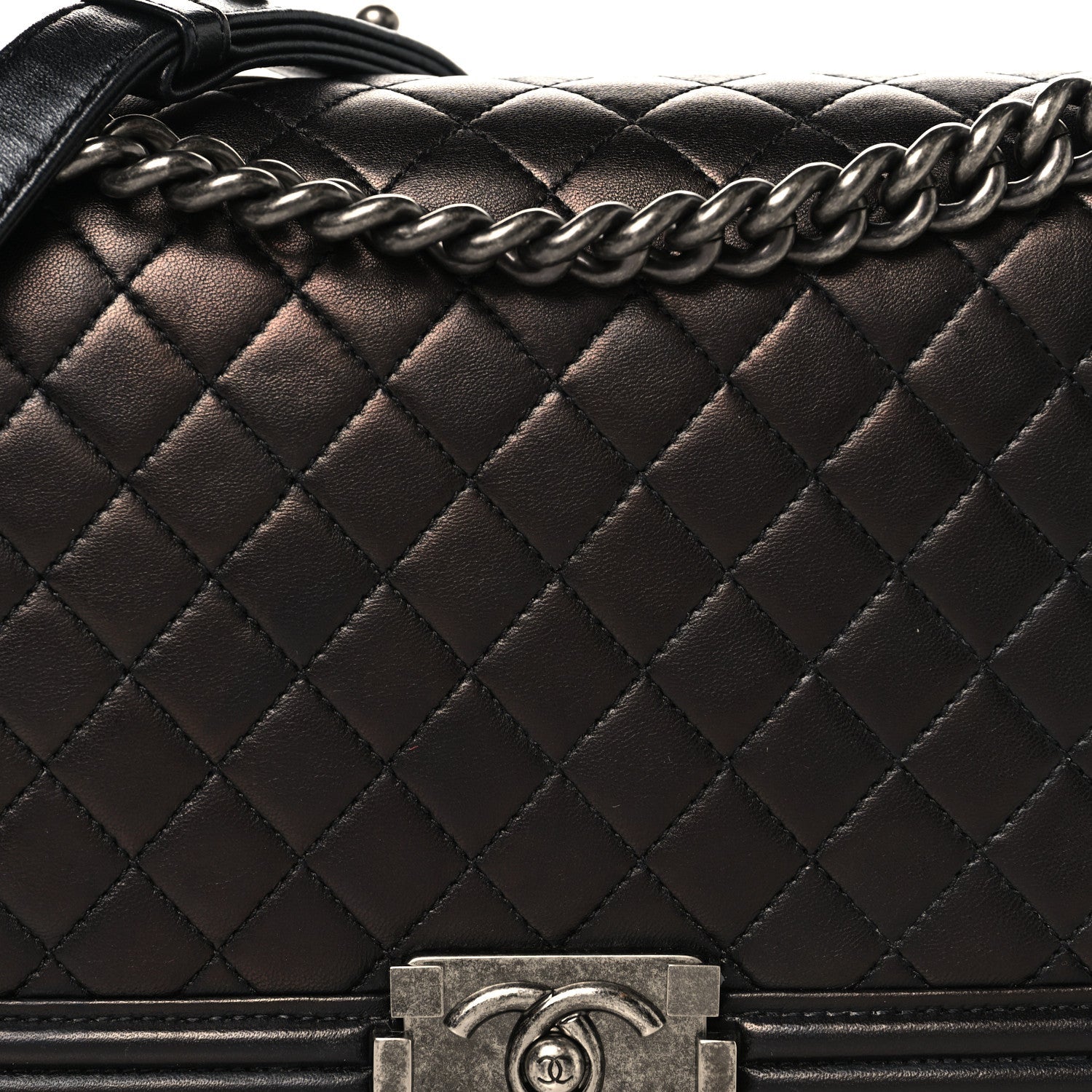 Lambskin Quilted New Medium Boy Flap Black