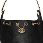Washed Denim Quilted Mini Chanel 25 Handbag Black