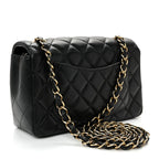 Lambskin Quilted Mini Rectangular Flap Black