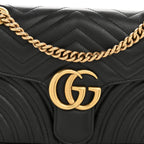 Calfskin Matelasse Small GG Marmont Shoulder Bag Black