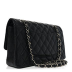Caviar Quilted Medium Double Flap Black