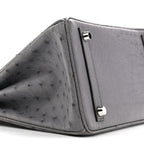 Ostrich Birkin 25 Gris Agate