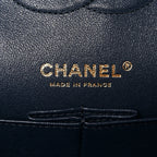 Caviar Quilted Medium Double Flap Navy