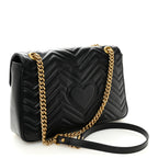 Calfskin Matelasse Medium GG Marmont Shoulder Bag Black