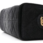 Washed Denim Quilted Mini Chanel 25 Handbag Black