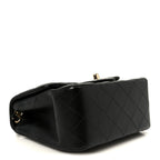 Lambskin Quilted Mini Square Flap Black