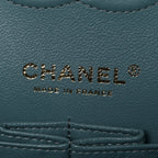 Iridescent Caviar Quilted Medium Double Flap Light Blue